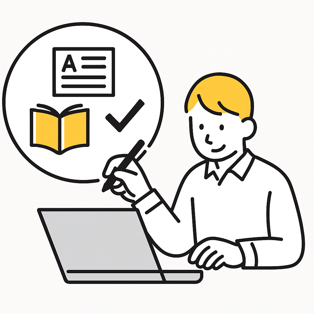 読みやすく検索意図に合った記事を作成する人物のイラスト